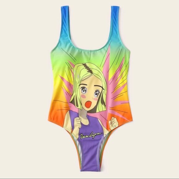 Dua Lipa Manga One Piece Purple Bodysuit - Picture 3 of 6